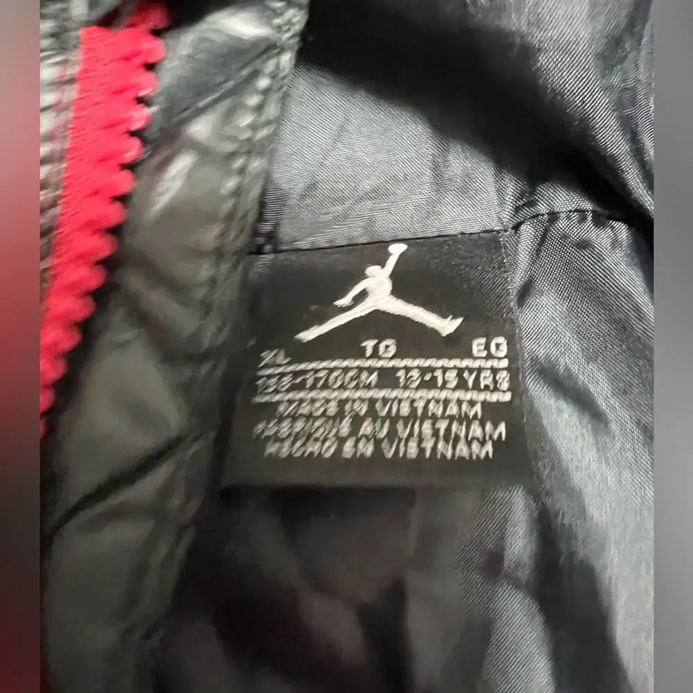 Nike Flight Air Jordan Hooded Puffer Jacket Coat Black Red Gray Size Youth XL